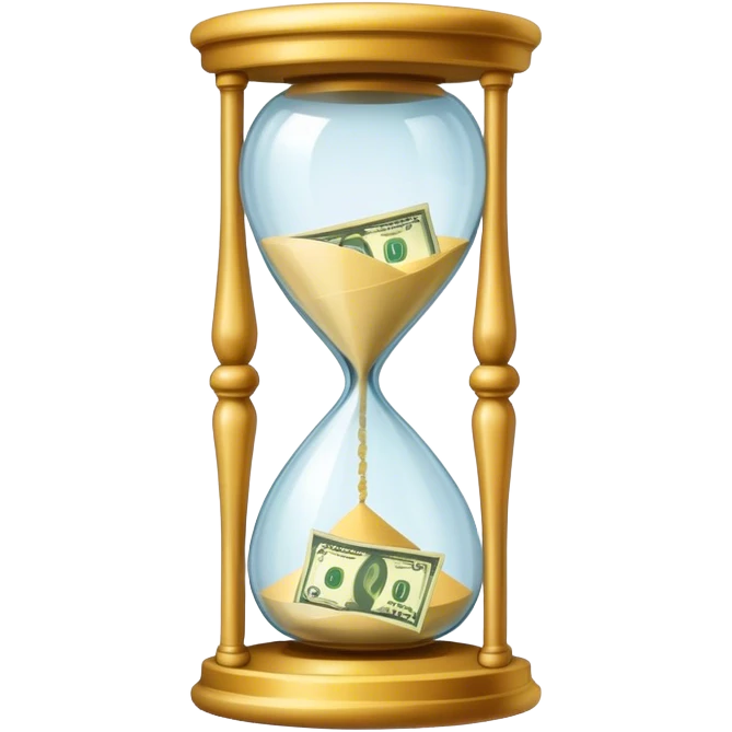 Hourglass with cash emoji