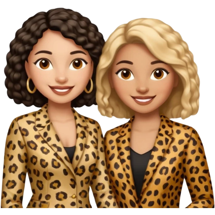 Latina woman and black woman in cheetah print outfit emoji