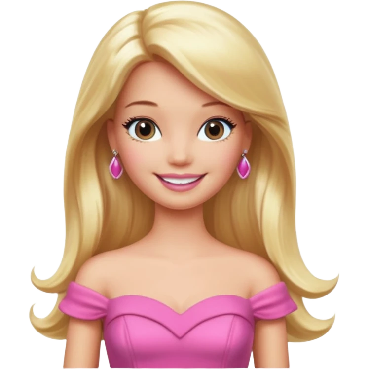barbie, long blonde hair, pink dress emoji