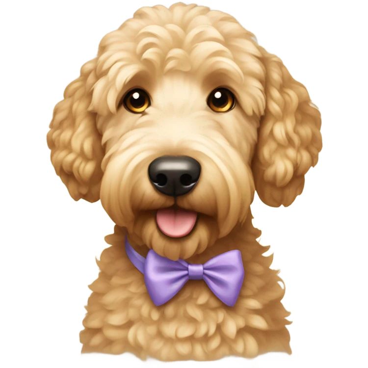 Golden doodle with a bow in her hair emoji