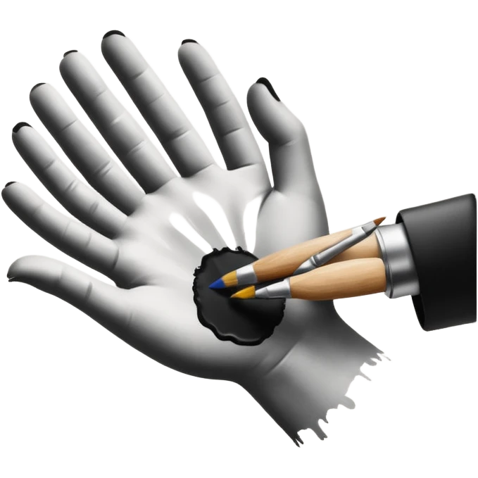 Visualize on-brand content — instantly. black white pallete preferred. hand painting on a canvas emoji
