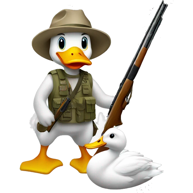 White duck hunter emoji