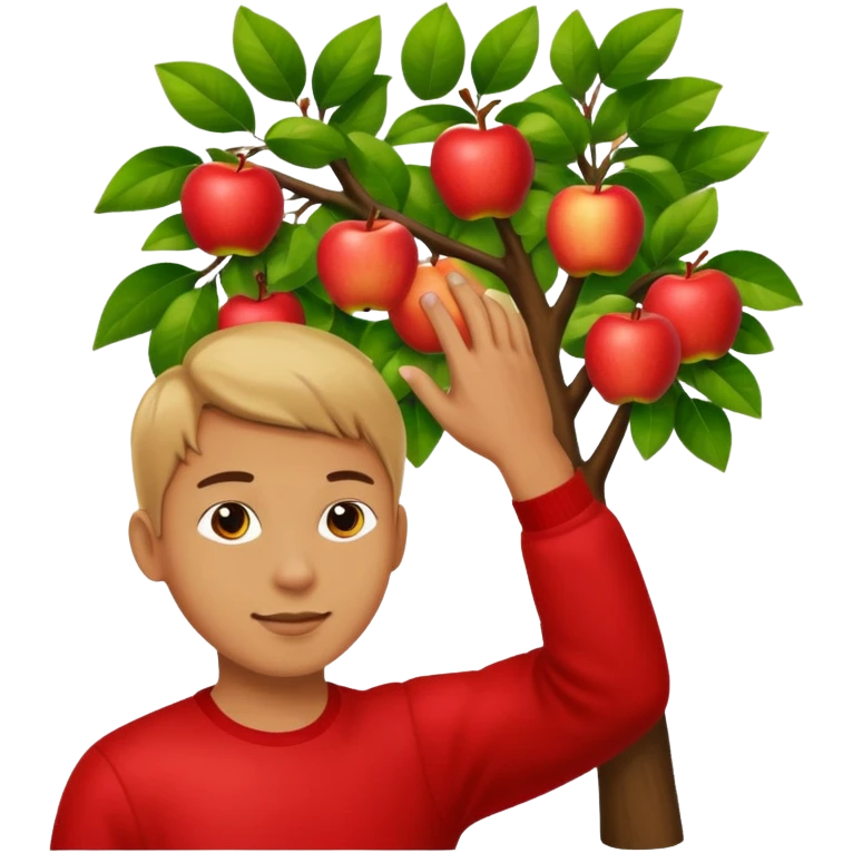 Person picking an apple off of a tree emoji