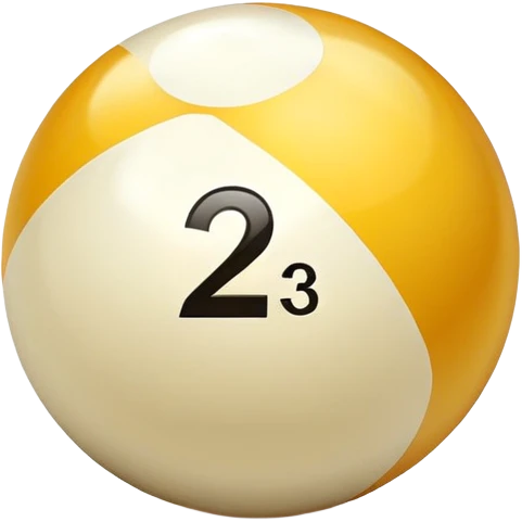 golden billiard ball with the number 23 emoji