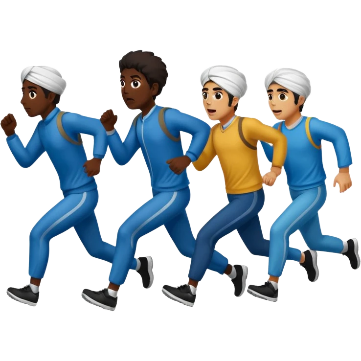 убегающие иранцы, в полный рост, в профиль emoji