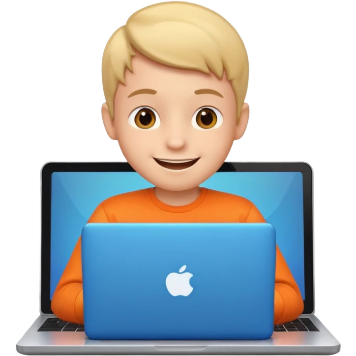 Make in Apple style a boy stay in laptop emoji