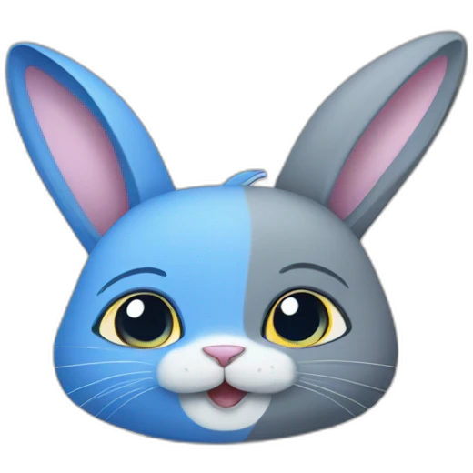 Blue rabbit and grey cat emoji