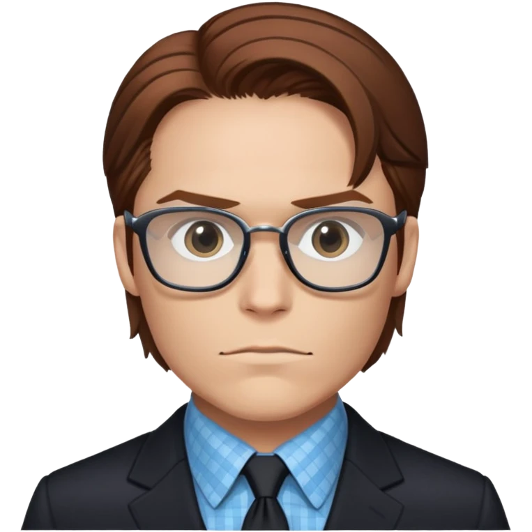 zemo brown hair with glasses, black suit, light blue checkered shirt marvel from captain america: civil war emoji