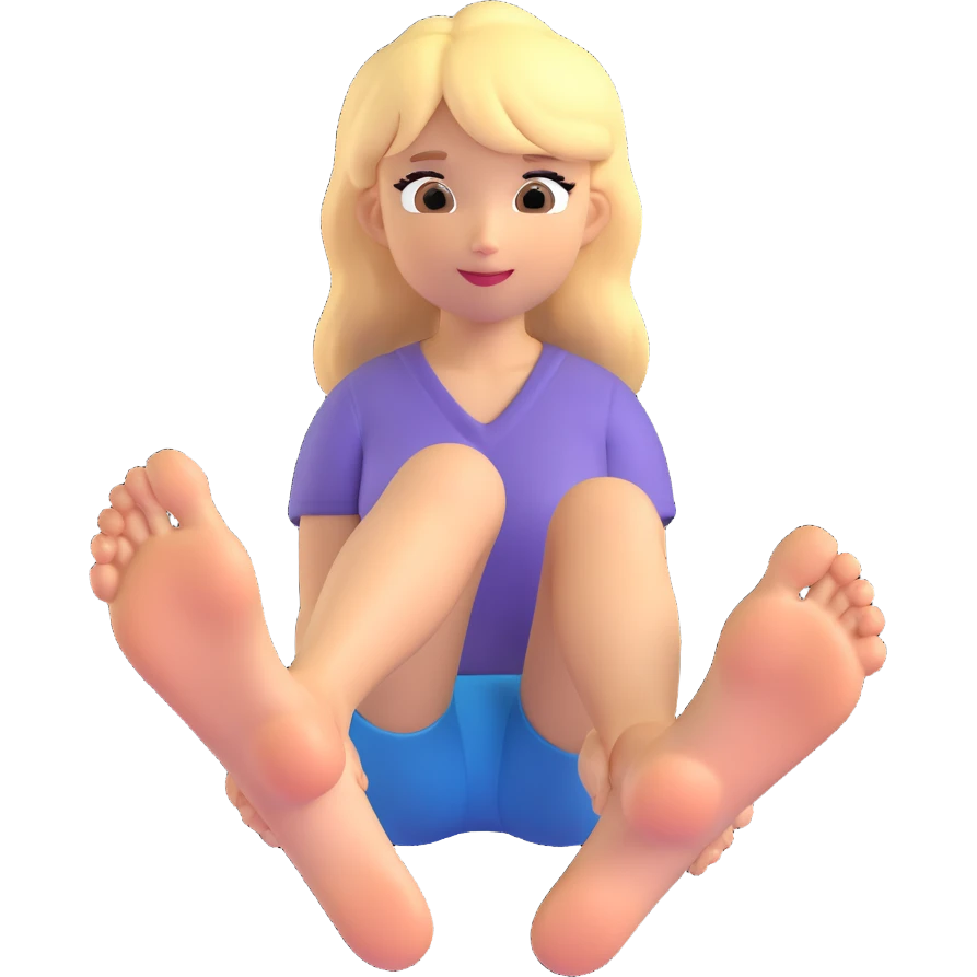 Blonde girl in pose feet emoji