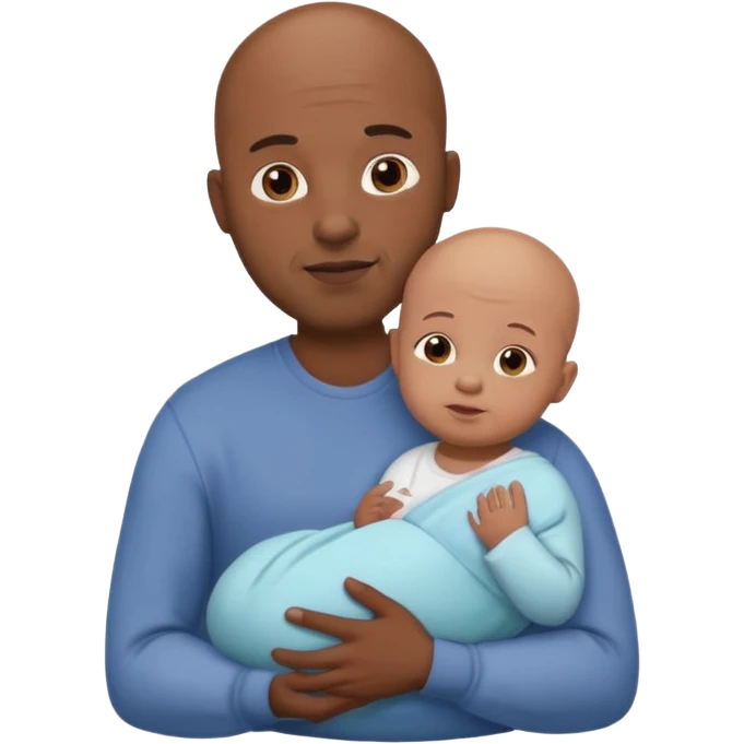 bald guy black man and is holding a baby emoji