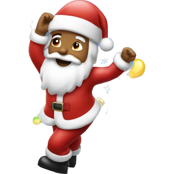 Dancing Santa Clause as DJ and fairy lights emoji