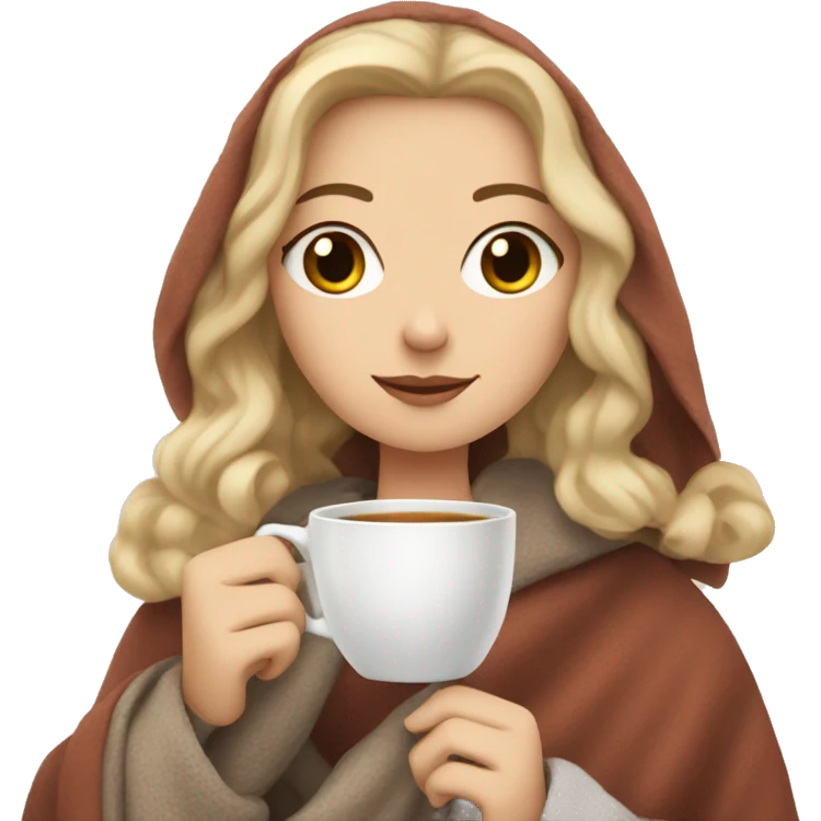 White Girl with a blanket and a cup of tea emoji