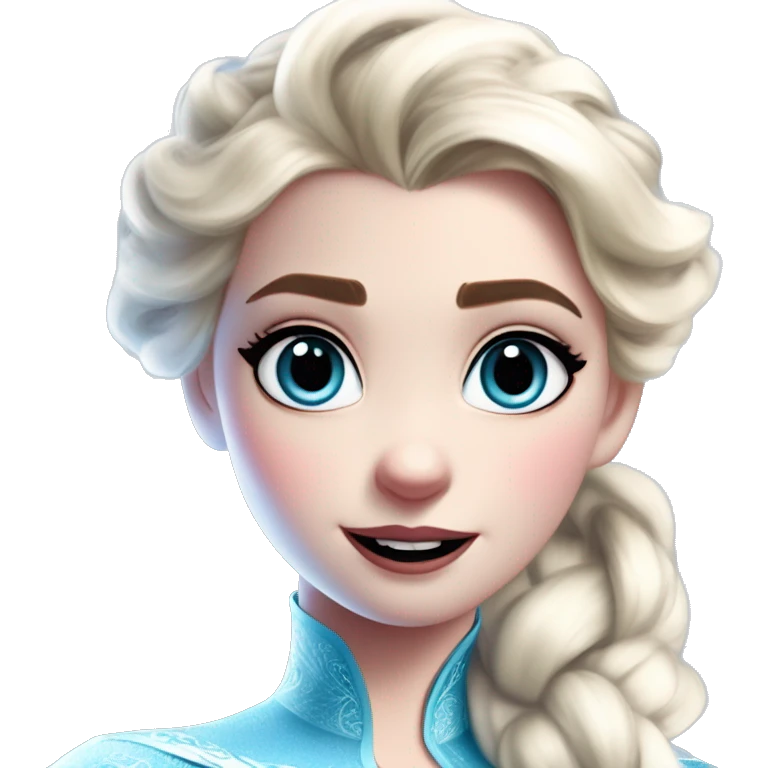 Disney wholesome nerd Elsa in Marvel Avengers style, oil paint, mysterious eyes, intricate lips, masterpiece pose, odd perspective, beautiful, desirable, logical emoji