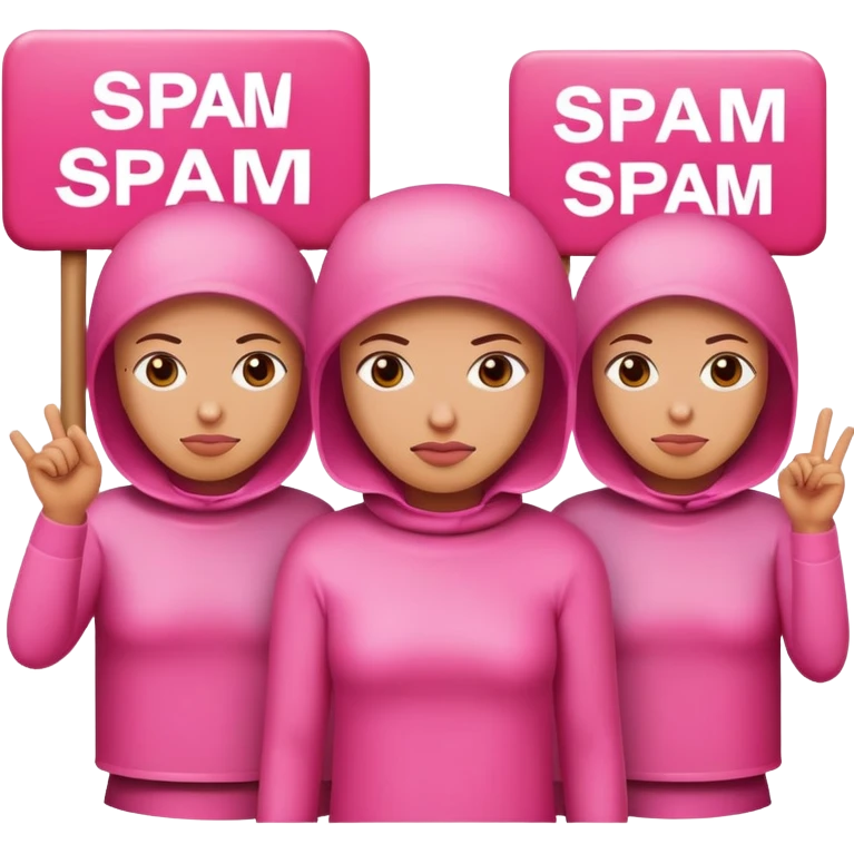 artists in pink protesting for spam meat emoji