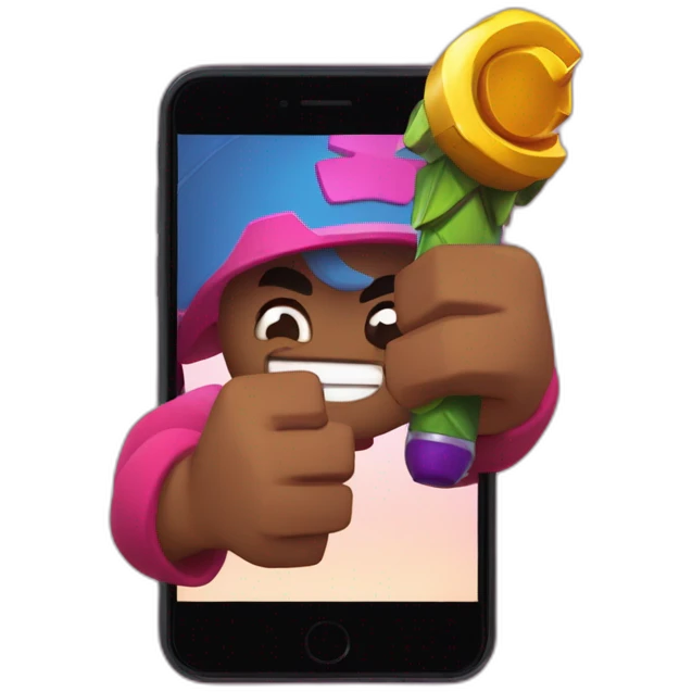 Spike de brawl stars avec un téléphone dans les mains emoji