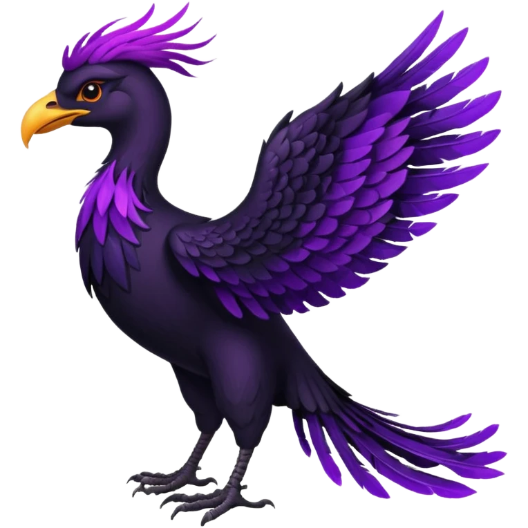 Giant Black Pheonix with Purple Fire emoji