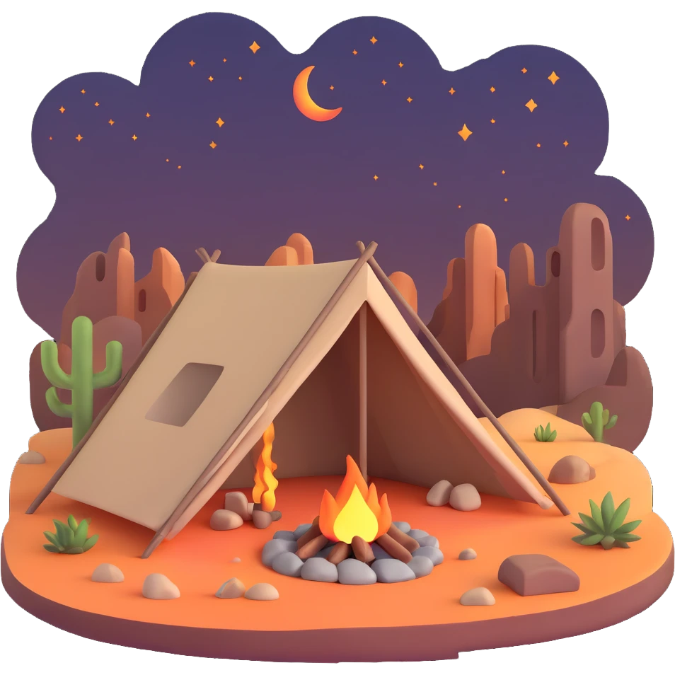 desert tent with campfire at night emoji