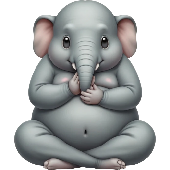Homunculus Loxodontus (Zhdun), a gray blob-like creature with wrinkled skin, tiny hands folded on lap, patient waiting posture emoji