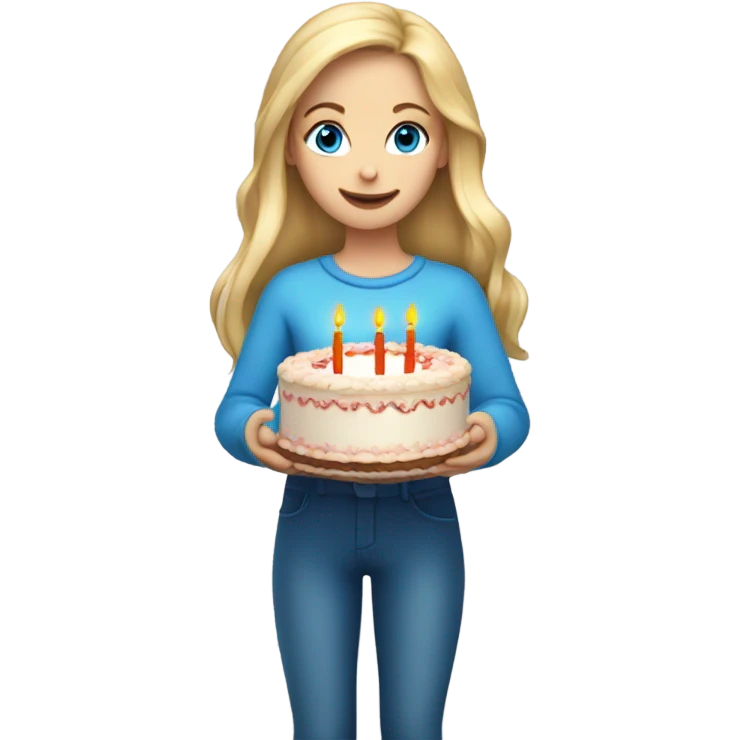 Blonde girl long hair blue eyes birthday emoji