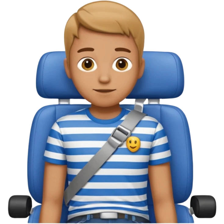 seatbelt on a blue and white striped t shirts from top and down emoji