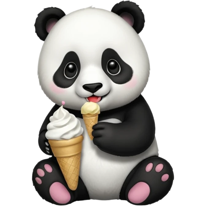 Panda eating ice cream emoji