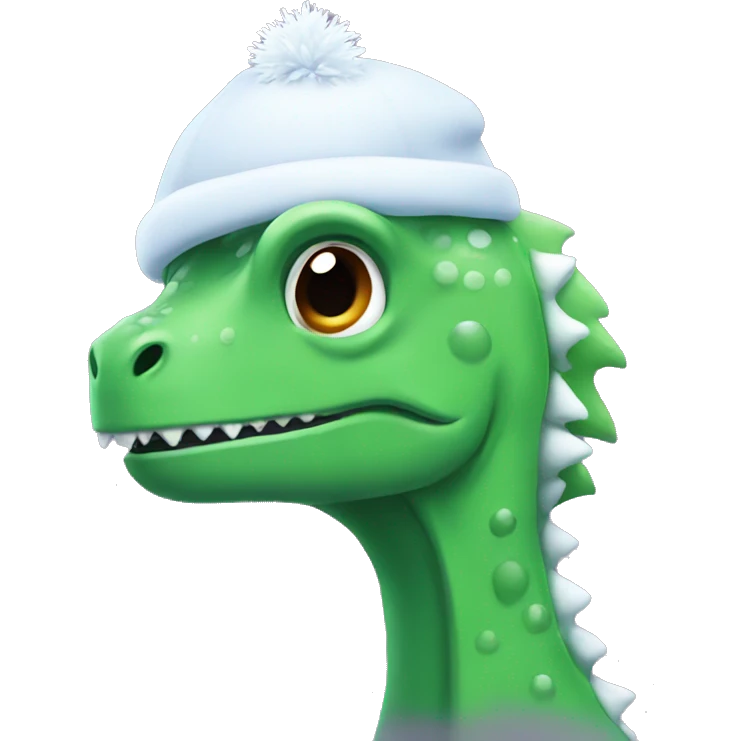 Dino with snow hat emoji