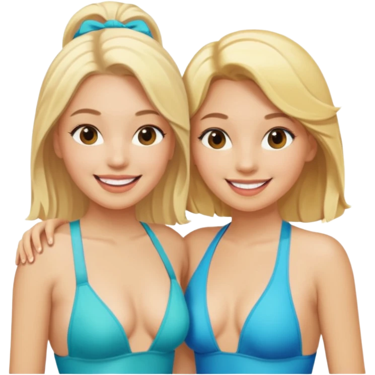 2 women light skin blonde hair with swinsuit emoji