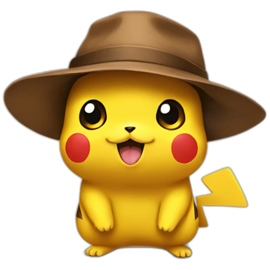 Pikachu with a brown hat emoji