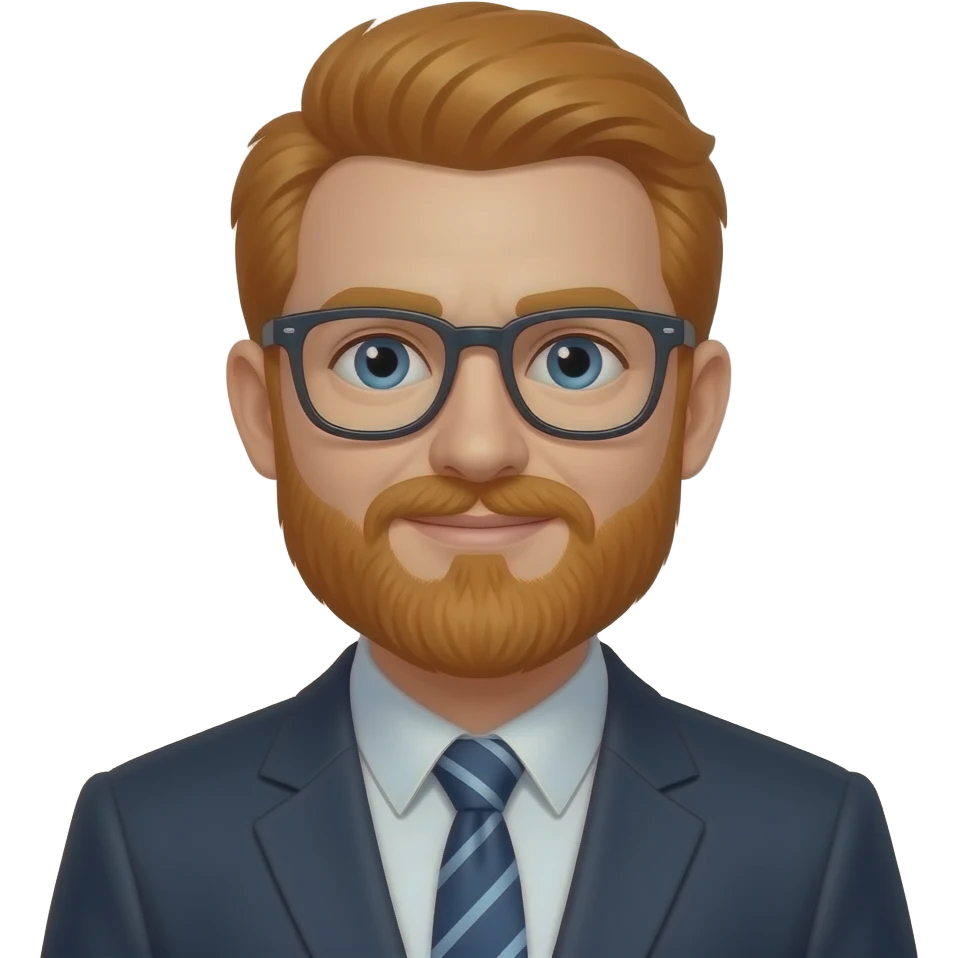 ginger man with glasses and a ginger beard in a BMW emoji