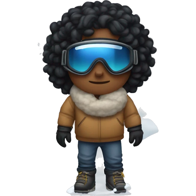 boy with small face tattoos and black wavy hair with ski goggles on top of his head but not covering his eyes , with a snowball in his hand  emoji