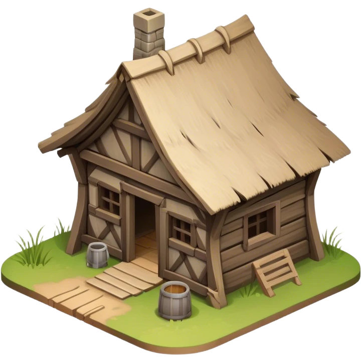 isometric medieval wood shack building emoji