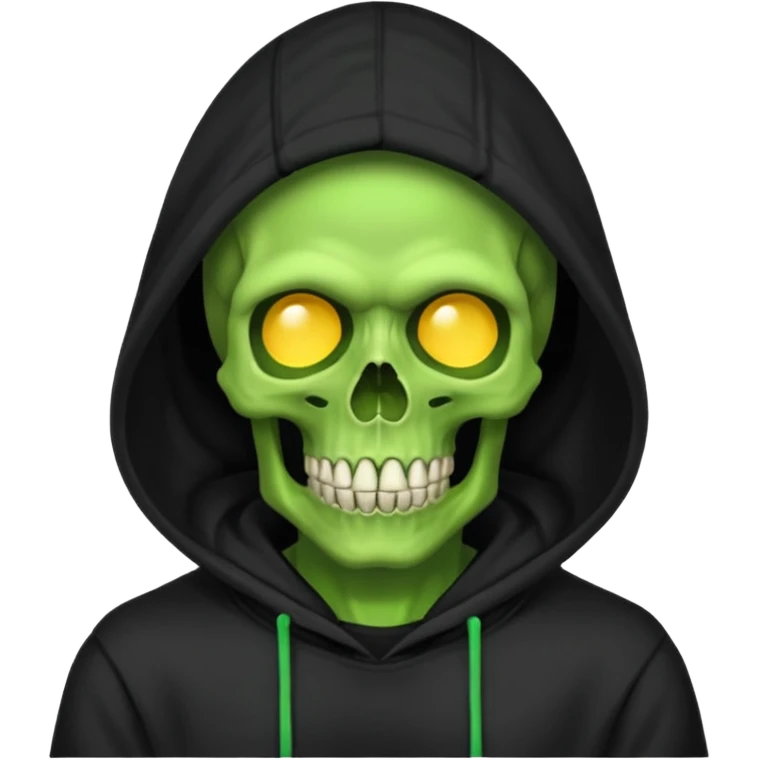 green skull man in black hoodie emoji