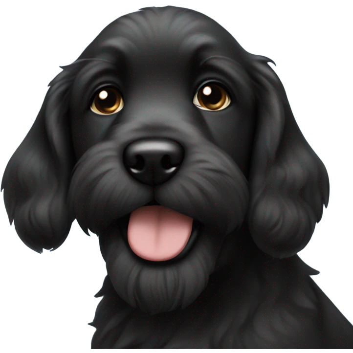black puppy with black beard on chin emoji