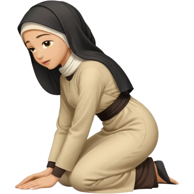 Islamic Woman Kneeling prostrated side view bent forwards emoji