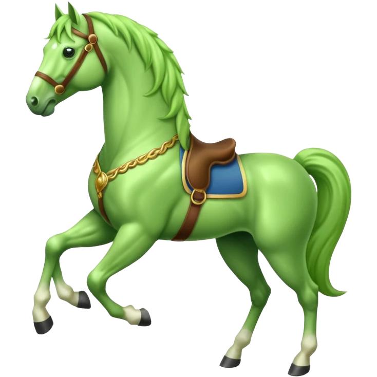 Green horse standing up with two feets  emoji