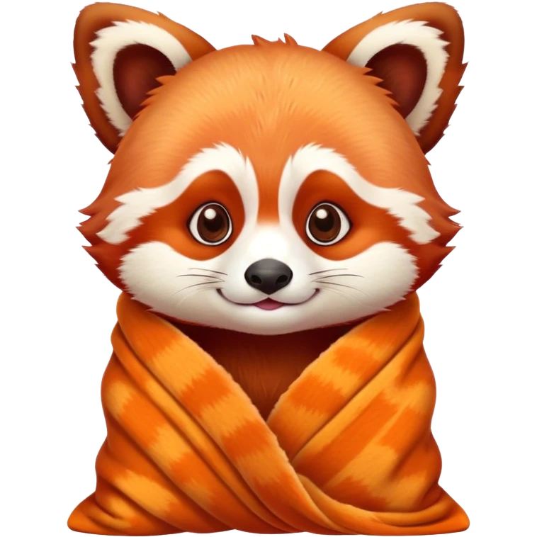 Disney-style cute red panda in blanket emoji