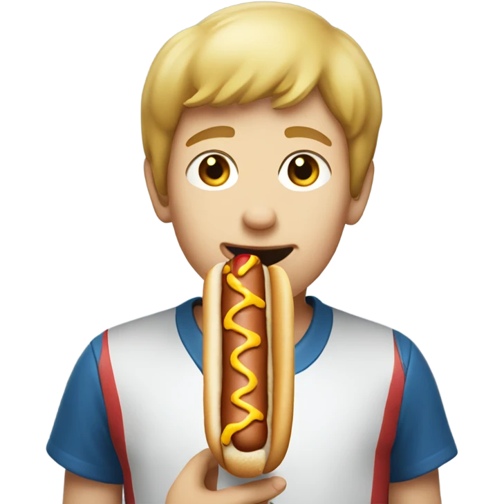 boy eating hot dog emoji