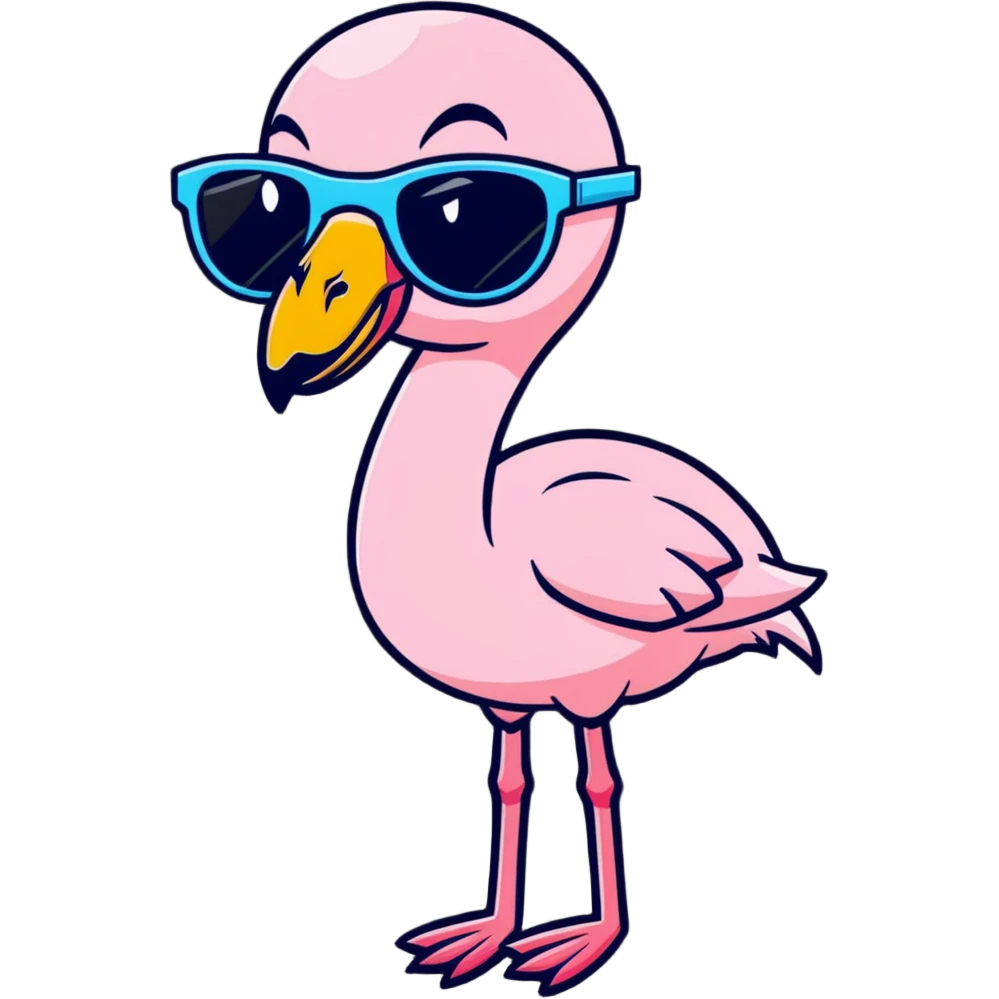 Flamingo with sunflower glasses emoji