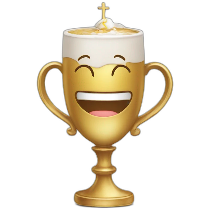 Christian cup for the winner with a cross emoji