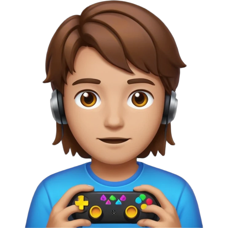 Brown haired neon gamer emoji