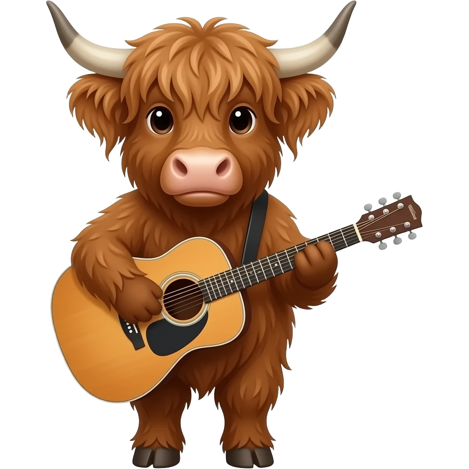 Highland cow with guitar emoji