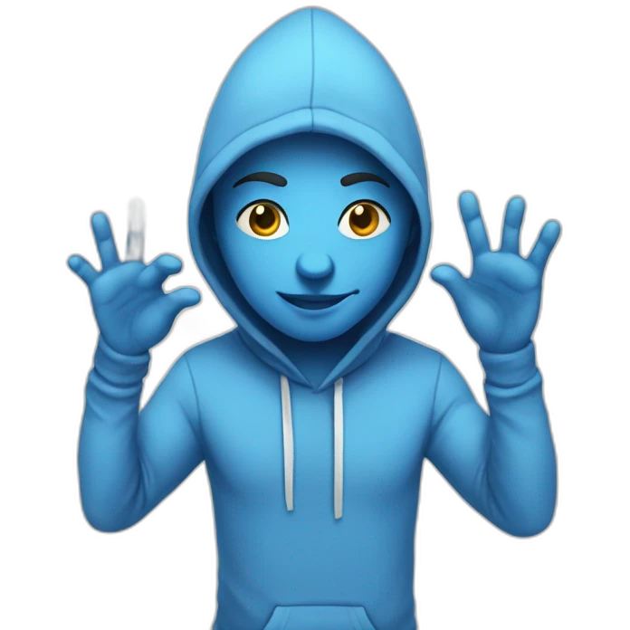 emoji blue Shiva with 6 hands in hoodie emoji
