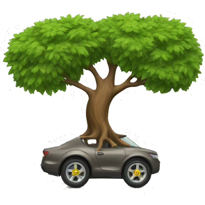 tree going fast with wheels as hind emoji