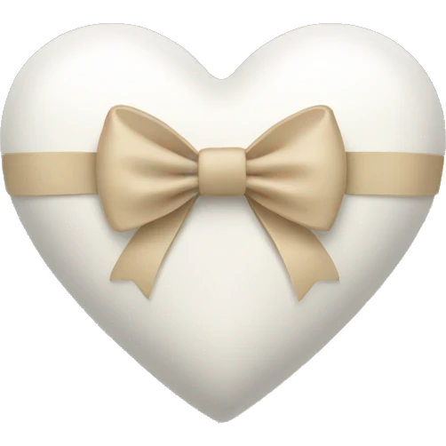 white heart with beige bow emoji