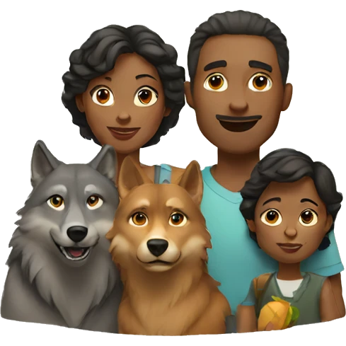 family and wolves emoji