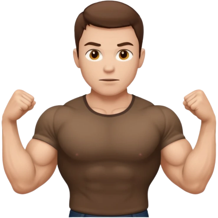 muscular man white skin, wear brown shirt emoji