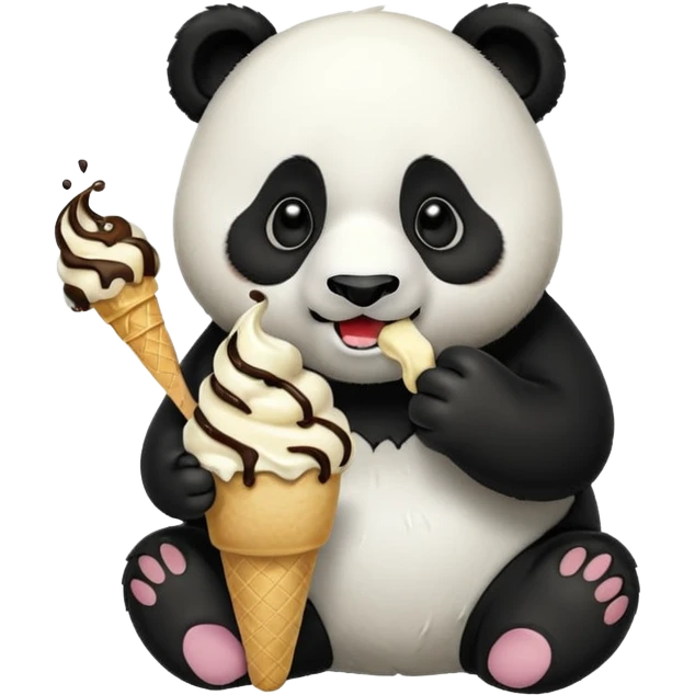 Panda eating ice cream emoji