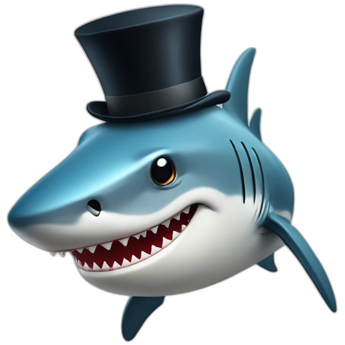 Shark with a top hat emoji