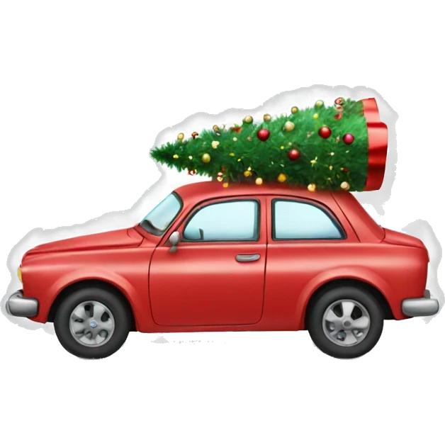 Car with christmas three emoji