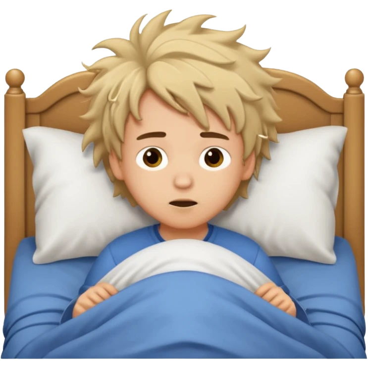 emoji- of a cute boy waking up in bed emoji